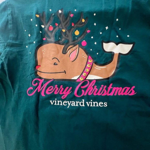 VINEYARD VINES GREEN CHRISTMAS LONG SLEEVE KIDS POCKET TEE MEDIUM (12-14) - Picture 9 of 9